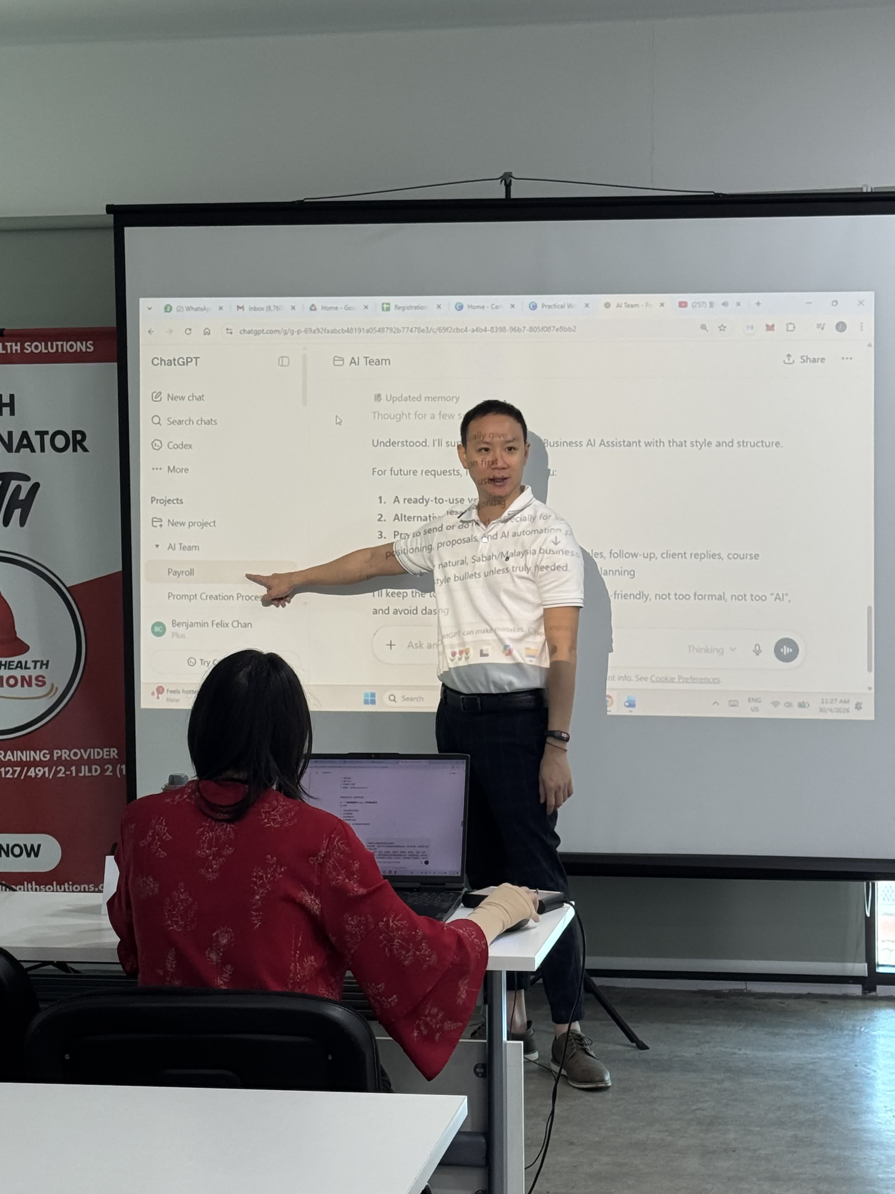 Trainer guiding an earlier TMA practical AI training session